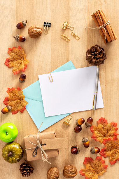 南瓜与秋叶感恩节主题背景图片下载