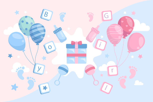 扁平性别揭示概念图片下载