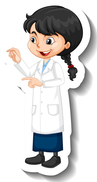 卡通人物贴纸上有个科学女孩图片下载