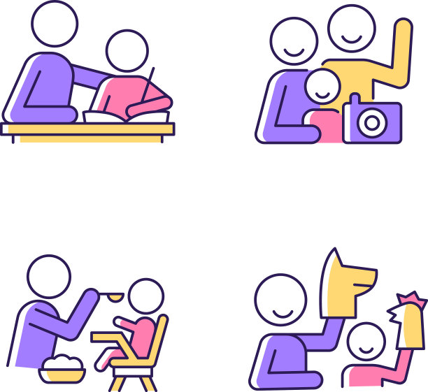 有效的育儿风格RGB颜色图标设置图片下载