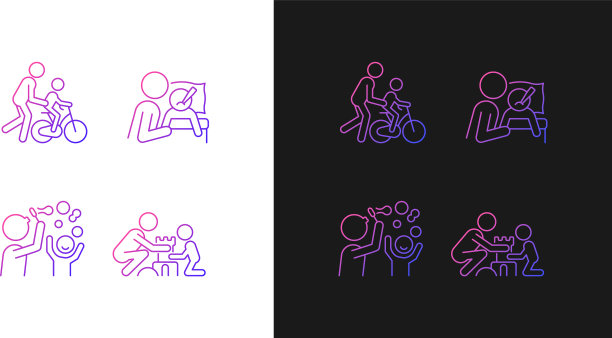 良好的育儿渐变图标设置为黑暗和图片下载