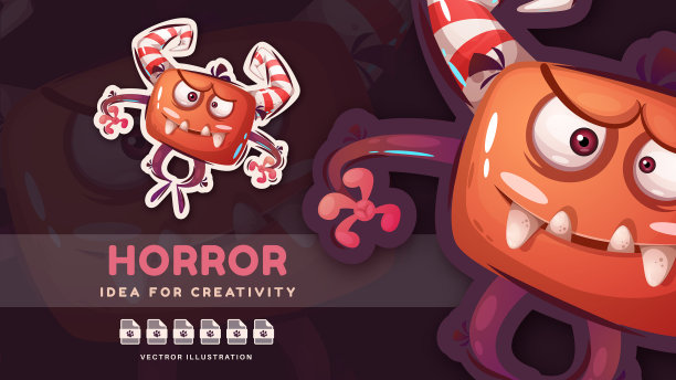 卡通人物邪恶怪物-可爱贴纸图片下载