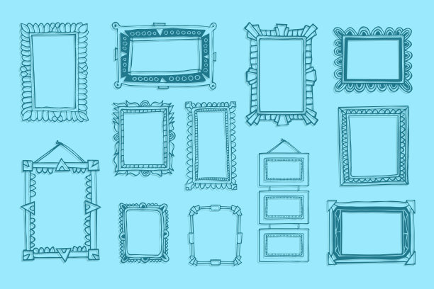 古董相框涂鸦风格手绘图片下载