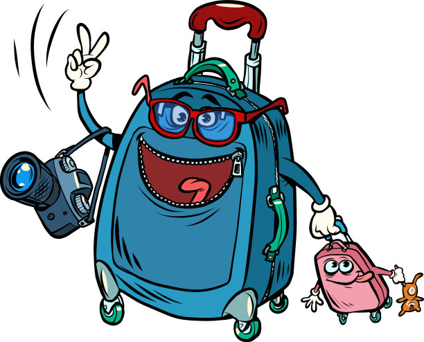 旅行箱父女游客图片下载