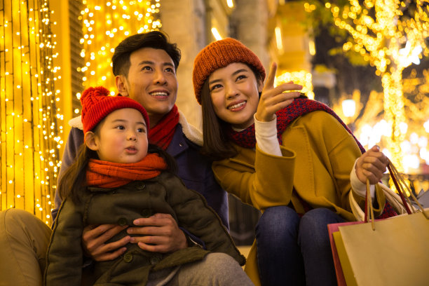 快乐家庭节日购物图片下载