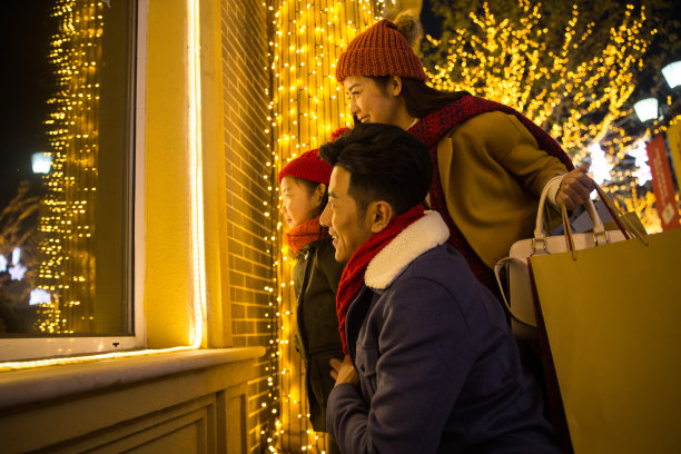 快乐家庭节日购物图片下载