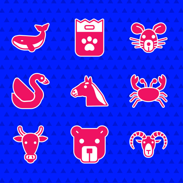 设马头，熊头，山羊，公羊，蟹，牛图片下载