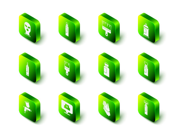 设置标记笔、油漆刷、喷漆罐图片下载