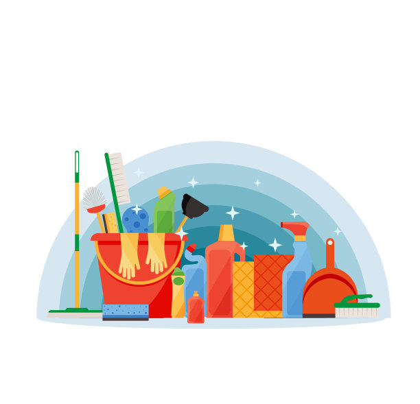 配套清洁用品，备有扫把桶图片下载