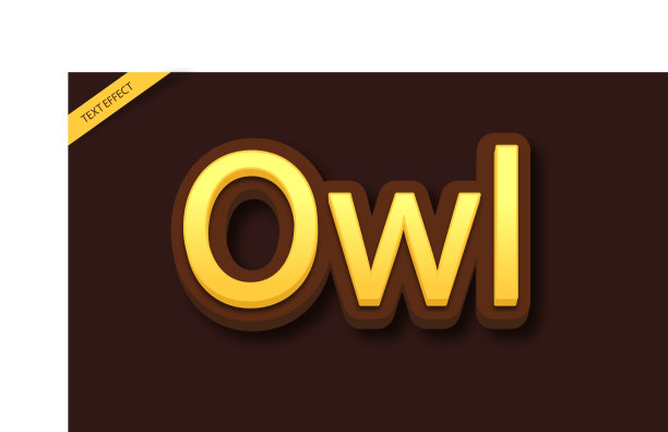 猫头鹰彩色文字效果设计图片下载