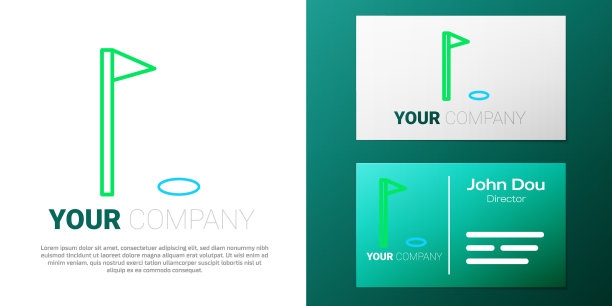 线高尔夫旗图标孤立的白色背景图片下载