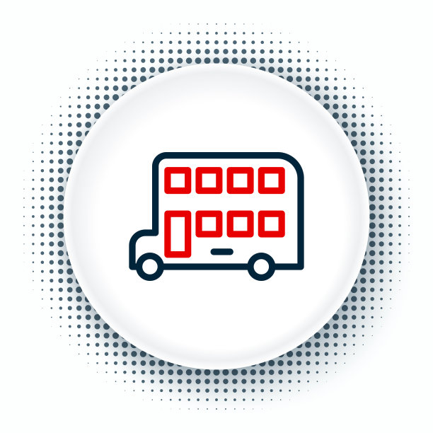 线双层巴士图标隔离白色图片下载