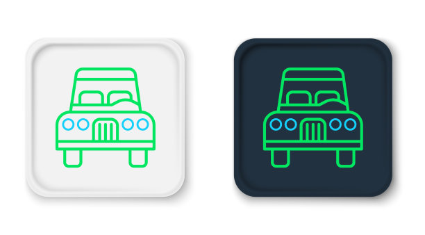 线汽车图标孤立在白色背景前面图片下载