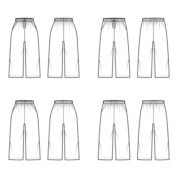 套拉上的裤子运动训练短裤技术时尚插图与弹性正常低腰，拉绳图片下载
