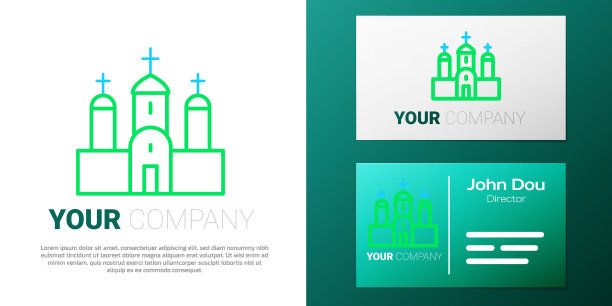 线教堂建筑图标孤立在白色图片下载