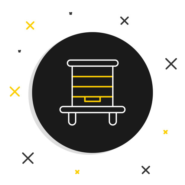 线蜂箱为蜜蜂图标孤立在白色图片下载