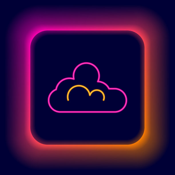 发光的霓虹灯线云天气图标孤立上图片下载