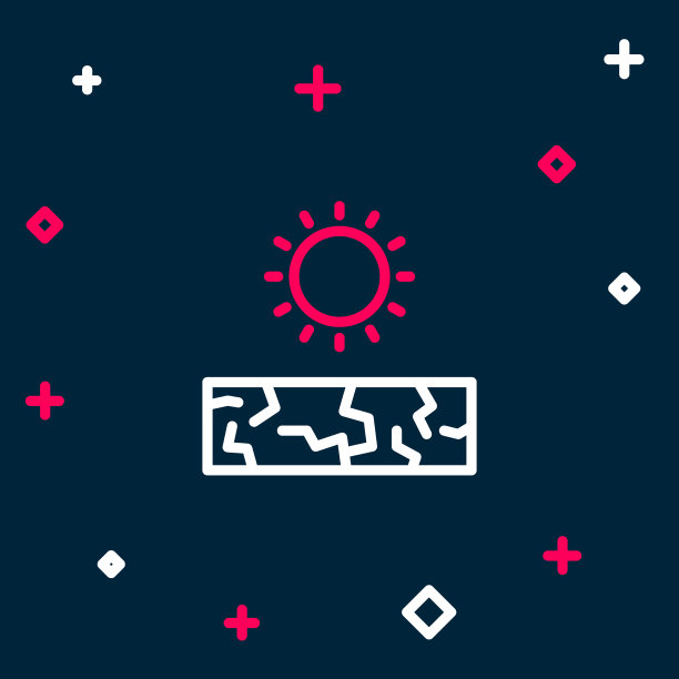 线干旱图标孤立的蓝色背景图片下载