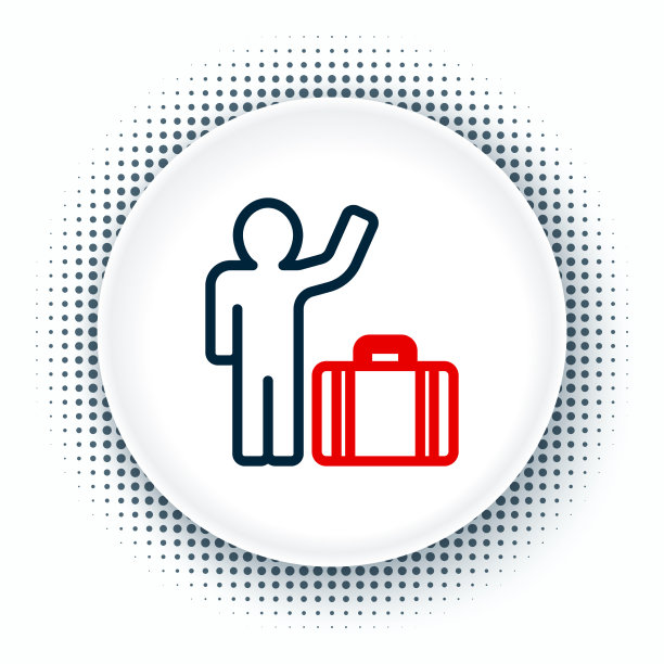 线游客与手提箱图标孤立在白色图片下载