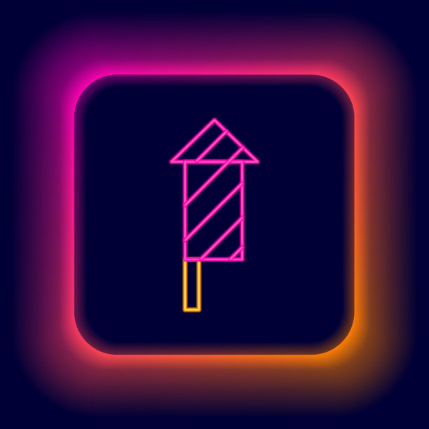 发光的霓虹灯线烟花火箭图标孤立图片下载