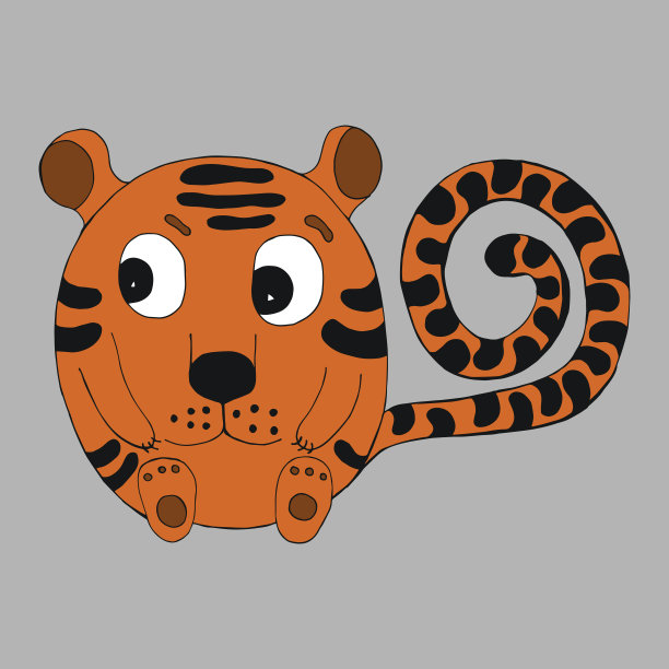 有趣的老虎。卡通风格的矢量人物。手绘的涂鸦风格。孤立。为儿童和成人涂色图片下载