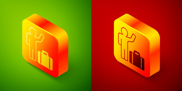 等距游客手提箱图标孤立上图片下载