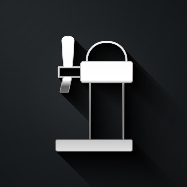 银色啤酒分配器图标孤立在黑色图片下载