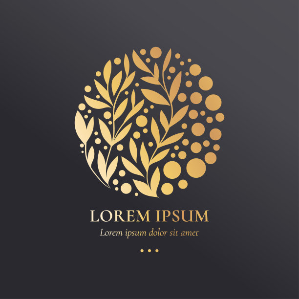 金色徽章与装饰向量叶。优雅,经典的元素。可用于珠宝、美容、时尚等行业。伟大的，标志，背景或任何想要的想法。图片下载