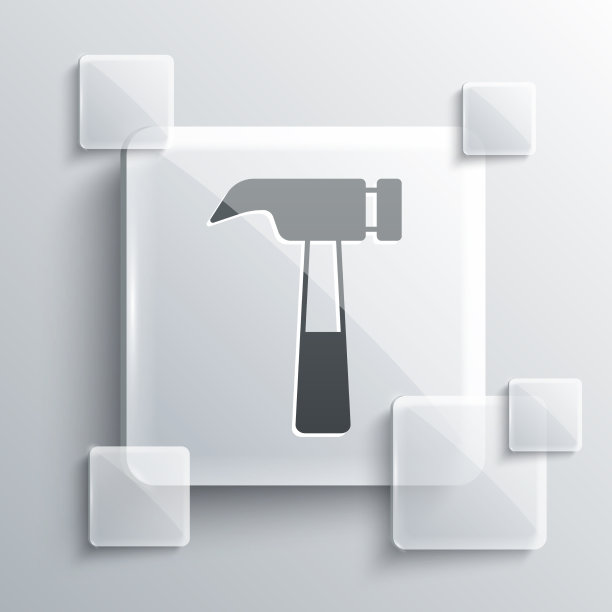 灰色锤子图标孤立在灰色背景工具图片下载