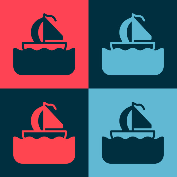 波普艺术游艇、帆船或帆船的图标图片下载