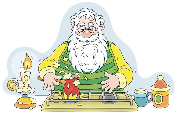 圣诞老人煮咖啡图片下载