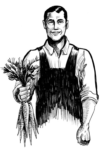 农夫拿着一串胡萝卜图片下载