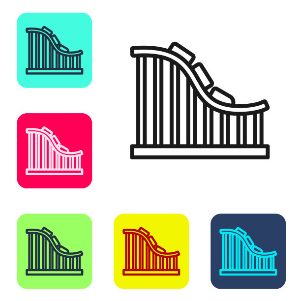 黑色线过山车图标孤立在白色图片下载