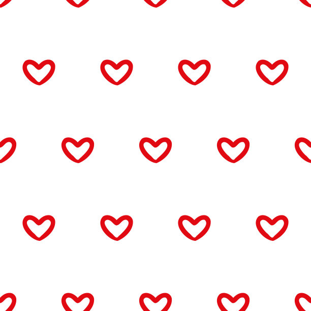 矢量小红心线在白色无缝模式背景。完美的网页设计织物，墙纸和剪贴簿项目。图片下载