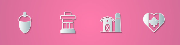 Set paper cut橡子inukshuk farm house and图片下载