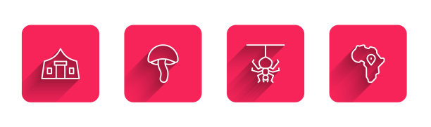 设线旅游帐篷蘑菇蜘蛛和地图图片下载