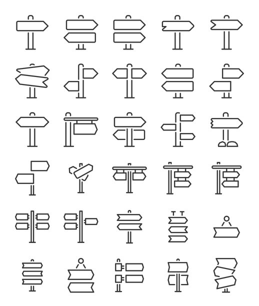 一组简单的线招牌图标图片下载