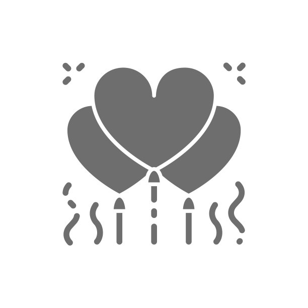 心形气球彩纸灰色图标图片下载
