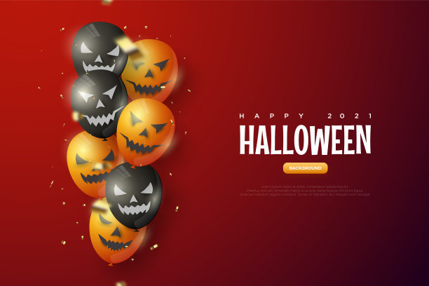 万圣节气球红色背景图片下载