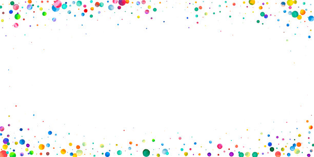 白色背景上的水彩五彩纸屑。诱人的彩虹色圆点。喜庆广彩亮卡。华丽的手绘五彩纸屑图片下载