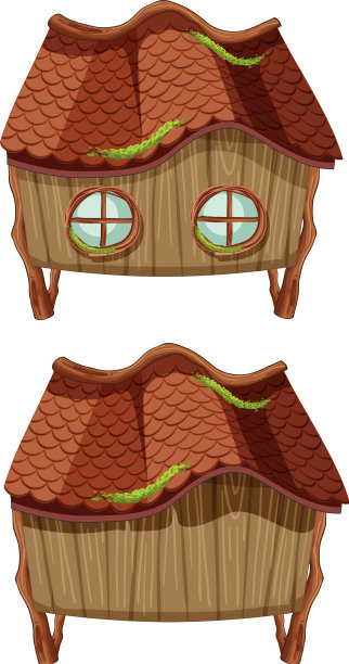 白色背景上的梦幻木屋图片下载