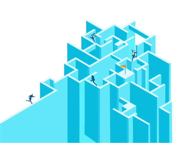 等距环境设计，许多商业人士试图在迷宫中寻找出路。竞争时刻商业生活理念图片下载
