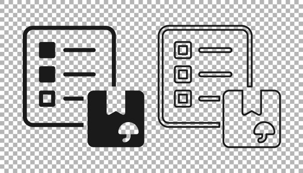 黑色验证投递列表剪贴板图标隔离透明背景。向量图片下载