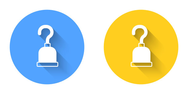 白色海盗钩图标孤立与长阴影背景。快乐的万圣节派对。圆按钮。向量图片下载