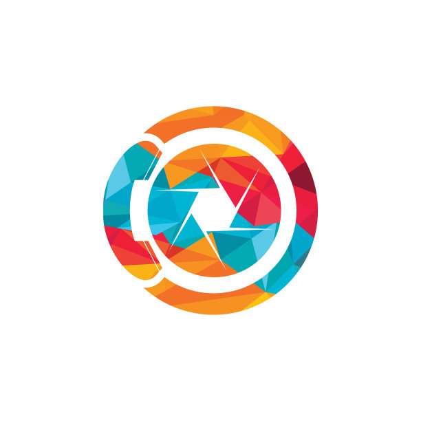 照片呼叫矢量标志设计。手机和相机图标设计。图片下载