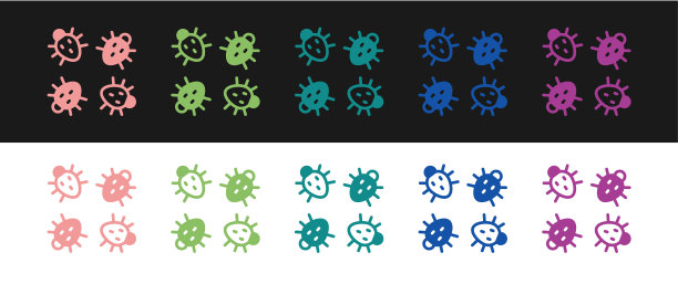 设置科罗拉多甲虫图标孤立在黑色和白色的背景。向量图片下载