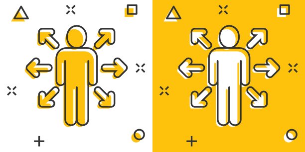 漫画风格的意识图标。想法人类卡通矢量插图在白色孤立的背景。客户头脑飞溅效应的经营理念。图片下载