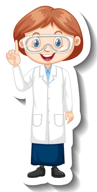 卡通人物贴纸上有个科学女孩图片下载