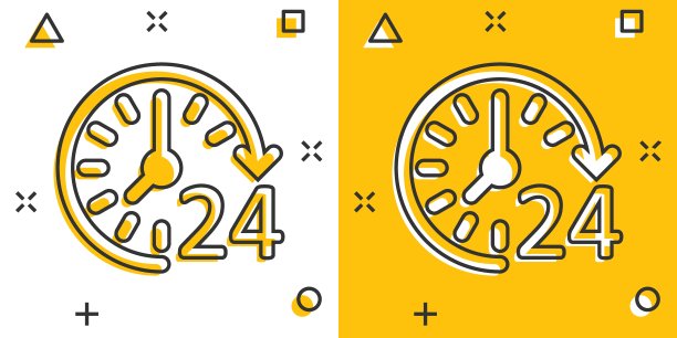 时钟图标在漫画风格。在白色孤立的背景上观看卡通矢量插图。定时器飞溅效果的经营理念。图片下载