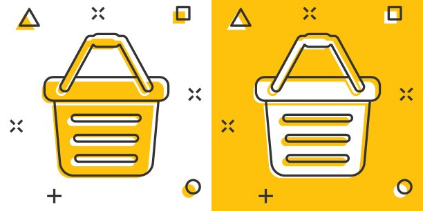 添加到购物车图标漫画风格。购物卡通向量插图白色孤立的背景。篮溅效果经营理念。图片下载